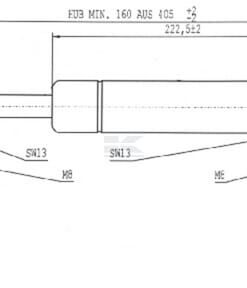 Amortiguador de gas L=405,0 mm 700N Stabilus