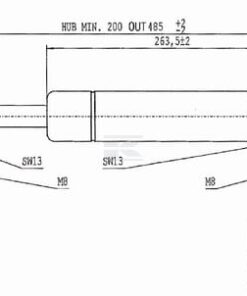 Amortiguador de gas L=485,0 mm 200N Stabilus