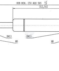 Amortiguador de gas L=586,0 mm 500N Stabilus