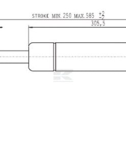 Amortiguador de gas L=585,0 mm 150N Stabilus