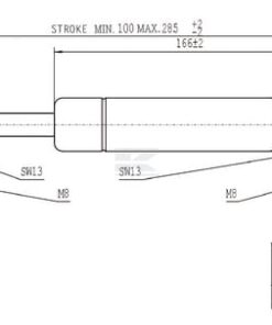 Amortiguador de gas L=285,0 mm 1150N Stabilus