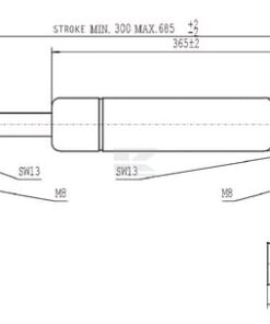 Amortiguador de gas L=685,0 mm 150N Stabilus