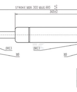 Amortiguador de gas L=685,0 mm 350N Stabilus
