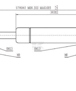 Amortiguador de gas L=685,0 mm 500N Stabilus
