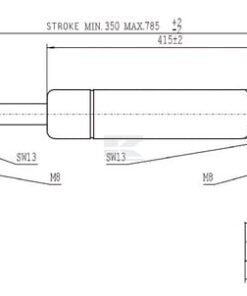 Amortiguador de gas L=785,0 mm 400N Stabilus