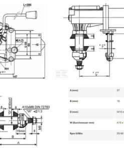 Motor de limpiaparabrisas 12 V 85°, eje L: 37 mm Ø 10 mm
