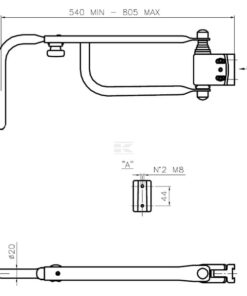 Brazo de retrovisor telescópico plano sin espejo