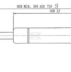 Amortiguador de gas L=750,0 mm 900N Stabilus