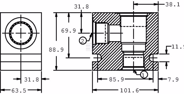Cuerpo alu. CP20-2 -A-20 (1 1/4") 2 Cuerpo alu. CP20-2 -A-20 (1 1/4")
