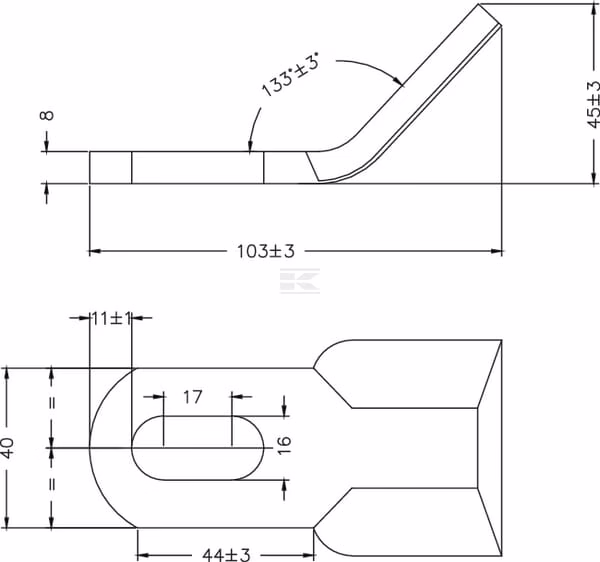 Fléau 40x8x103 utilisable pour Ferri 4 Mayal acodado 40x107mm, adecuado para Ferri