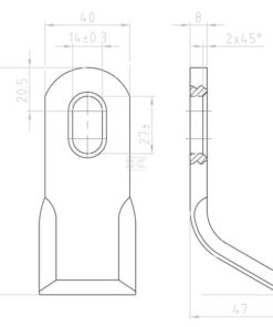 Mayal acodado 40x107mm, adecuado para Ferri