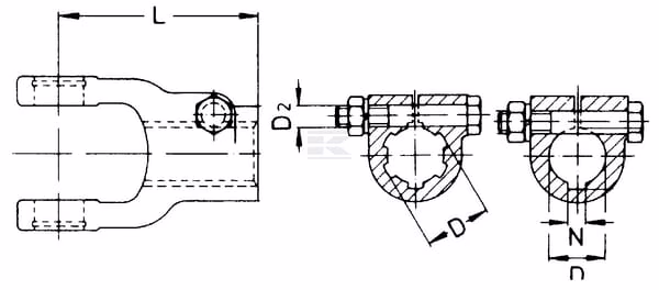 Horquilla con perno tensor, Ø1,3/8" - 6 estrías, W2100/W100E Walterscheid 6 Horquilla con perno tensor, Ø30 mm, W2100/W100E Walterscheid