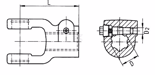 Horquilla con perno tensor, Ø1,3/4" - 20 estrías, W2700/P700 Walterscheid 2 Horquilla con perno tensor, Ø1,3/4" - 20 estrías, W2700/P700 Walterscheid