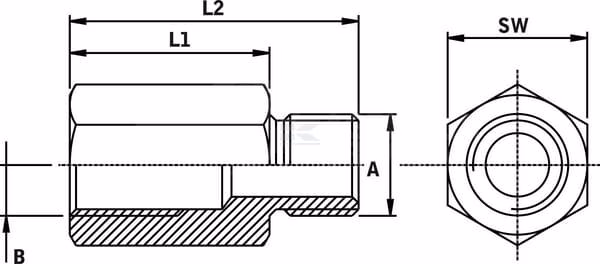 Adaptador alargador BSP 1/4  L1=20