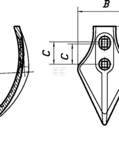 Punta de cultivador 235 x 120 x 9 mm, curvada, 2 orificios, válida para Peecon 9 Punta de cultivador 235 x 120 x 9 mm, curvada, 2 orificios, válida para Peecon