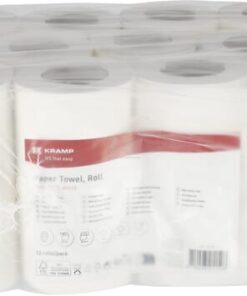 Toalla de papel, rollo blanco, 21 cm x 90 m, 1 capa, Ø exterior 130 mm, 12 rollos