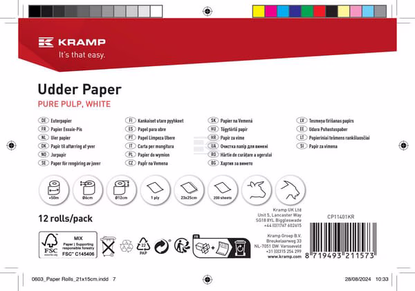 Papel para ubres, 200 hojas, 12 rollos 2 Papel para ubres, 200 hojas, 12 rollos