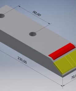 Punta de cultivador 230x70x30 mm, templada plana, 2 orificios, válida para Duro