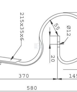 Brazo cultivador de muelle curvo 32x12x590mm recto con punta