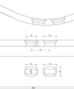 Punta de cultivador 354 x 100 x 20 mm, curvada, 2 orificios, válida para Quivogne
