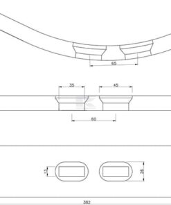 Punta de cultivador 382 x 70 x 20 mm, curvada, 2 orificios, uso universal