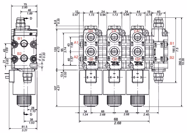 Válvula 6/2 DFE140/6 12 V CC 1 4 Válvula 6/2 DFE140/6 12 V CC 1