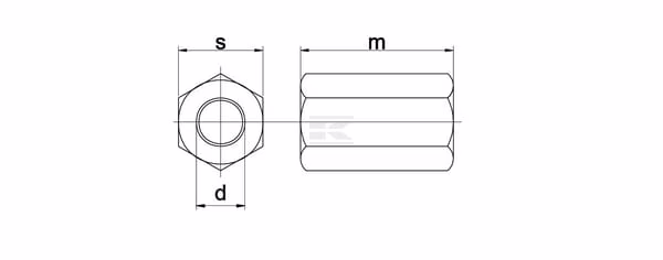 Tuerca conexión DIN6334 M24x3.00, acero zincado clase 6, Kramp 2 Tuerca conexión DIN6334 M24x3.00, acero zincado clase 6, Kramp