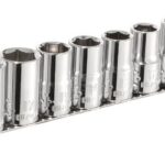 Juego de llaves de vaso de 1/2", en riel de soporte, 10 piezas
