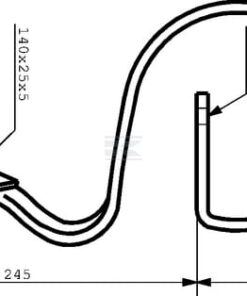 Brazo cultivador de muelle curvo 25x8x340mm con punta , válido para Rau Kverneland