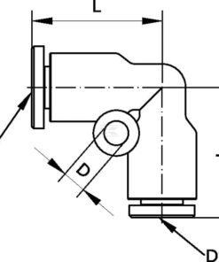Racor acodado de inserción 10 mm