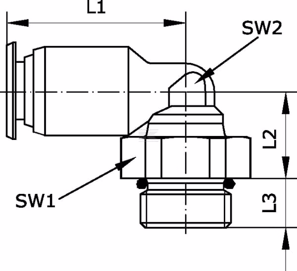 Racor acodado de inserción 4x1/4"