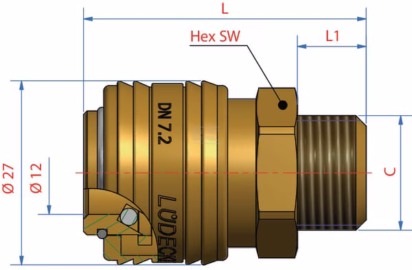 Acoplam. rápido macho BSP 1/4" 2 Acoplam. rápido macho BSP 1/4"