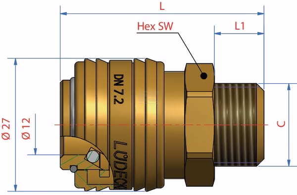Acoplam. rápido macho BSP 1/4" 4 Acoplam. rápido macho BSP 1/2"