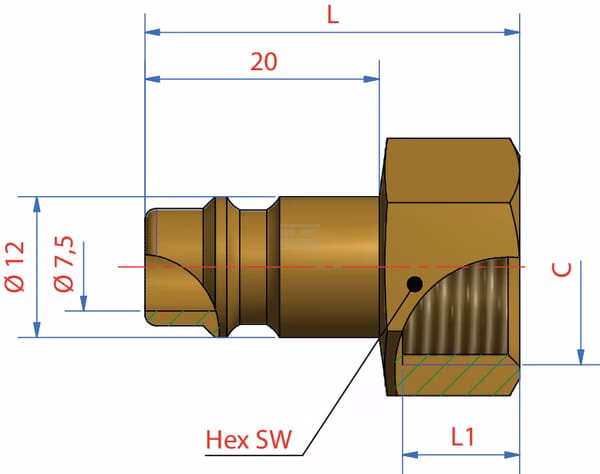 Boquilla rosc. hembra BSP 1/2" 5 Boquilla rosc. hembra BSP 3/8"