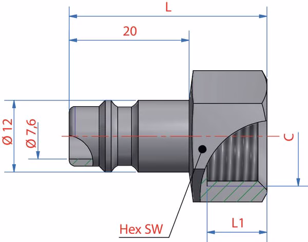 Boquilla rosc. hembra BSP 1/2" 5 Boquilla rosc. hembra BSP 1/4"