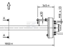 Eje con freno 90 x 1900 mm (220/275/8)