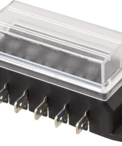 Caja de fusibles de terminal plano de 6 pines, máx. 32 V 15 A (ATO/ATC), 12 x 6,3 mm