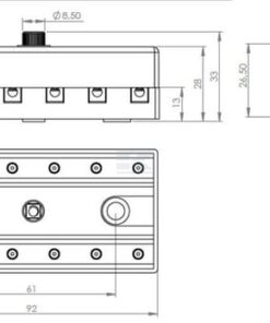 Caja de fusibles cerámica 6 vías, 12/24 V, terminales de tornillo 9 Caja de fusibles cerámica 6 vías, 12/24 V, terminales de tornillo