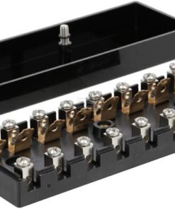Caja de fusibles cerámica 8 vías, 12/24 V, terminales roscados