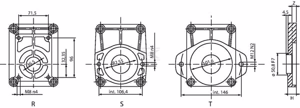 Bridas de conexión SAE-B para GBF30 2 Bridas de conexión SAE-B para GBF30