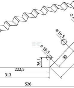 Cuchilla de mezcladora de carburo, 528 x 274 x 6 mm,  Ø 19,5 mm