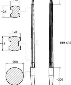 Dientes del cargador delanteroL-810, Ø 36, M22 x 1,5
