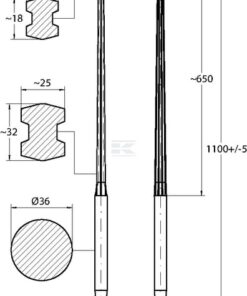 Dientes del cargador delanteroL-1100, Ø 36, M22 x 1,5