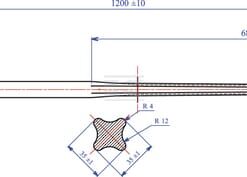 Púa cargadora recta, sección estrella, 35 x 1200 mm, en punta, con pasador elástico de Ø11,5 mm, negra, gopart 5 Púa cargadora recta, sección estrella, 35 x 1200 mm, en punta, con pasador elástico de Ø11,5 mm, negra, gopart