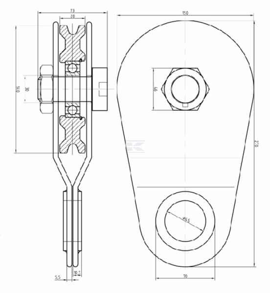 Polea roldana+prot lateral 5 t SRL-B 14 2 Polea roldana+prot lateral 5 t SRL-B 14
