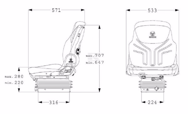 Asiento con suspensión mecánica, Compacto Basic W Grammer New Design