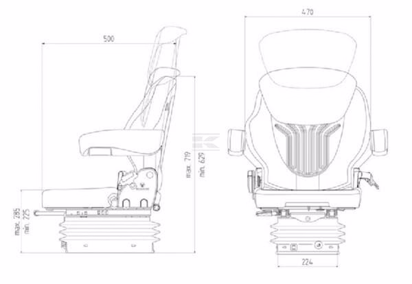 Asiento con suspensión neumática Compacto Comfort S, PVC 4 Asiento con suspensión neumática Compacto Comfort S, PVC