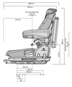 Asiento con suspensión mecánica, Primo XM, en PVC