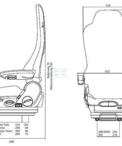 Asiento con suspensión neumática Kingman HP MB Actros MPII 3 Asiento con suspensión neumática Kingman HP MB Actros MPII
