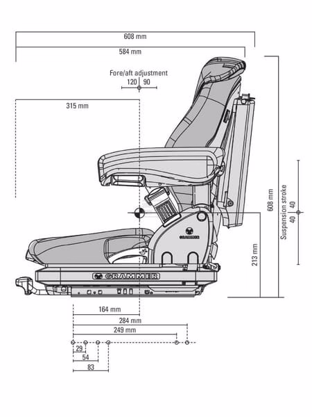 Asiento con suspensión mecánica, Primo XM tela